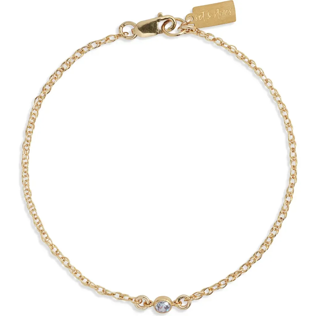 Cubic Zirconia Birthstone Pendant Bracelet by Set & Stones