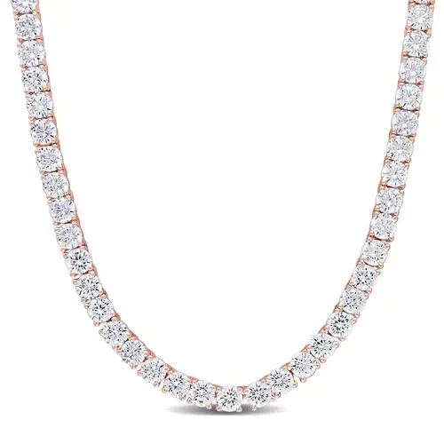 Cubic Zirconia Tennis Necklace Rose-Plated by Julianna B.