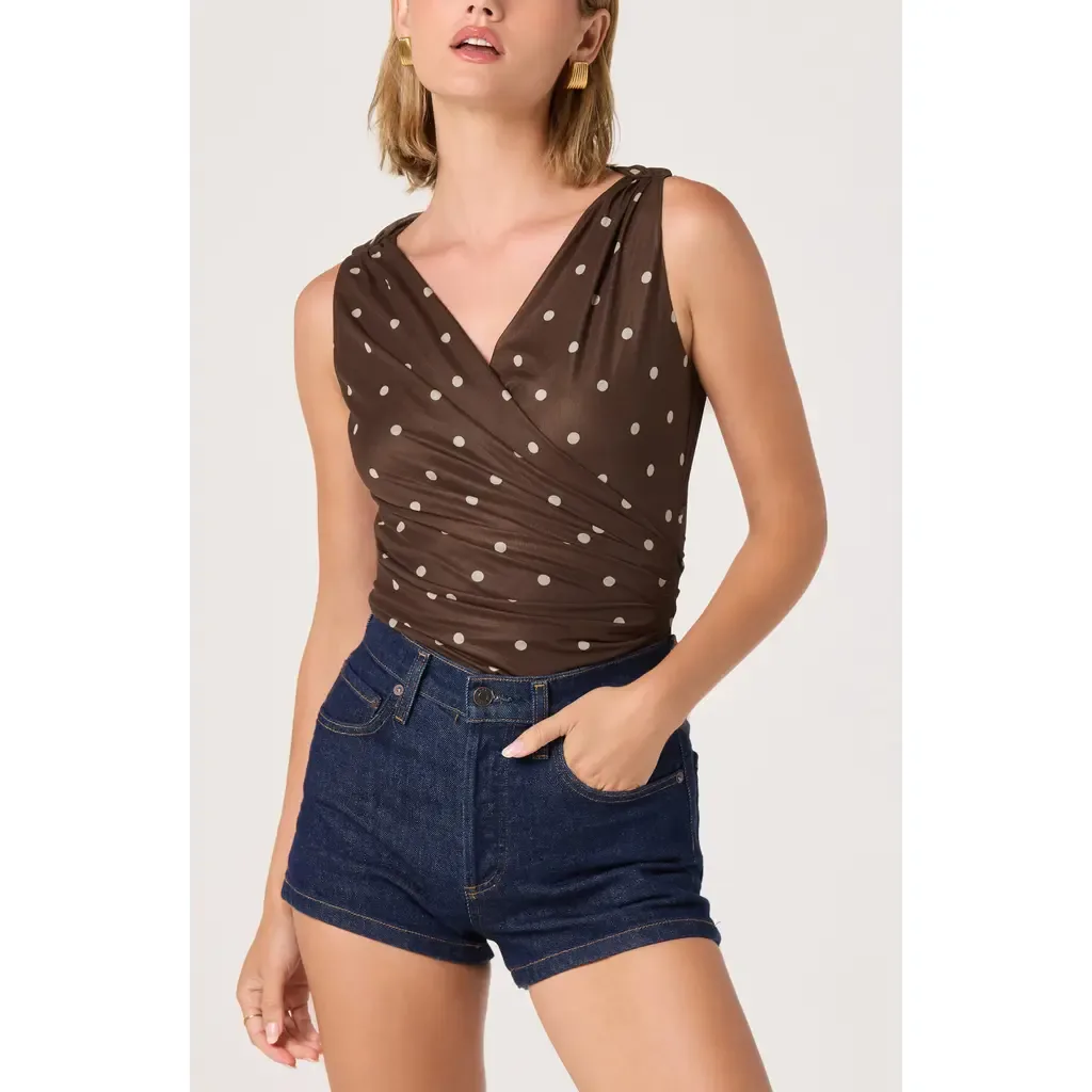 Claudia Polka Dot Surplice Bodysuit by ASTR the Label