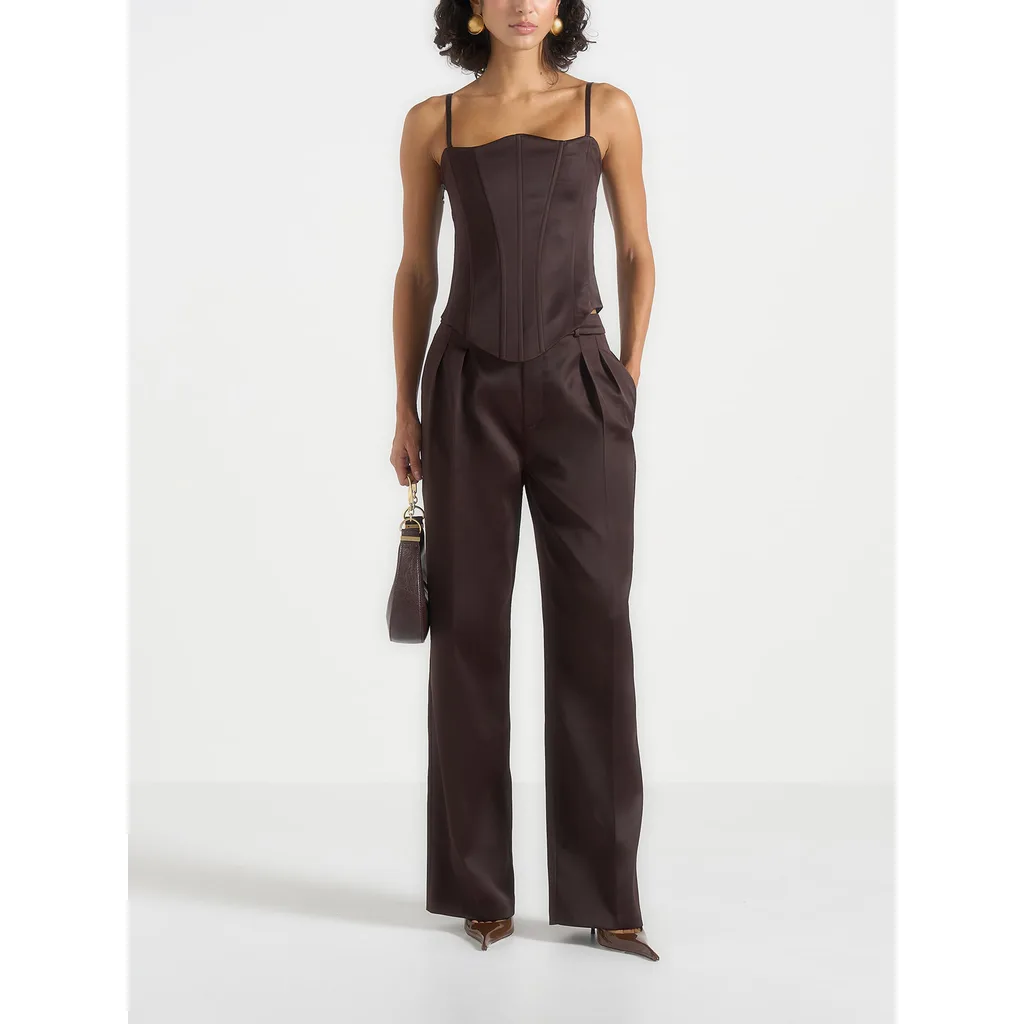 Julie Satin Tailored Trousers by Manière De Voir