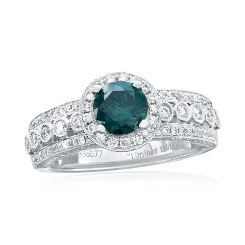14K White Gold 0.88ct Blue Diamond & 0.77cttw Diamond Ring by SOUZANA by Suzy Levian