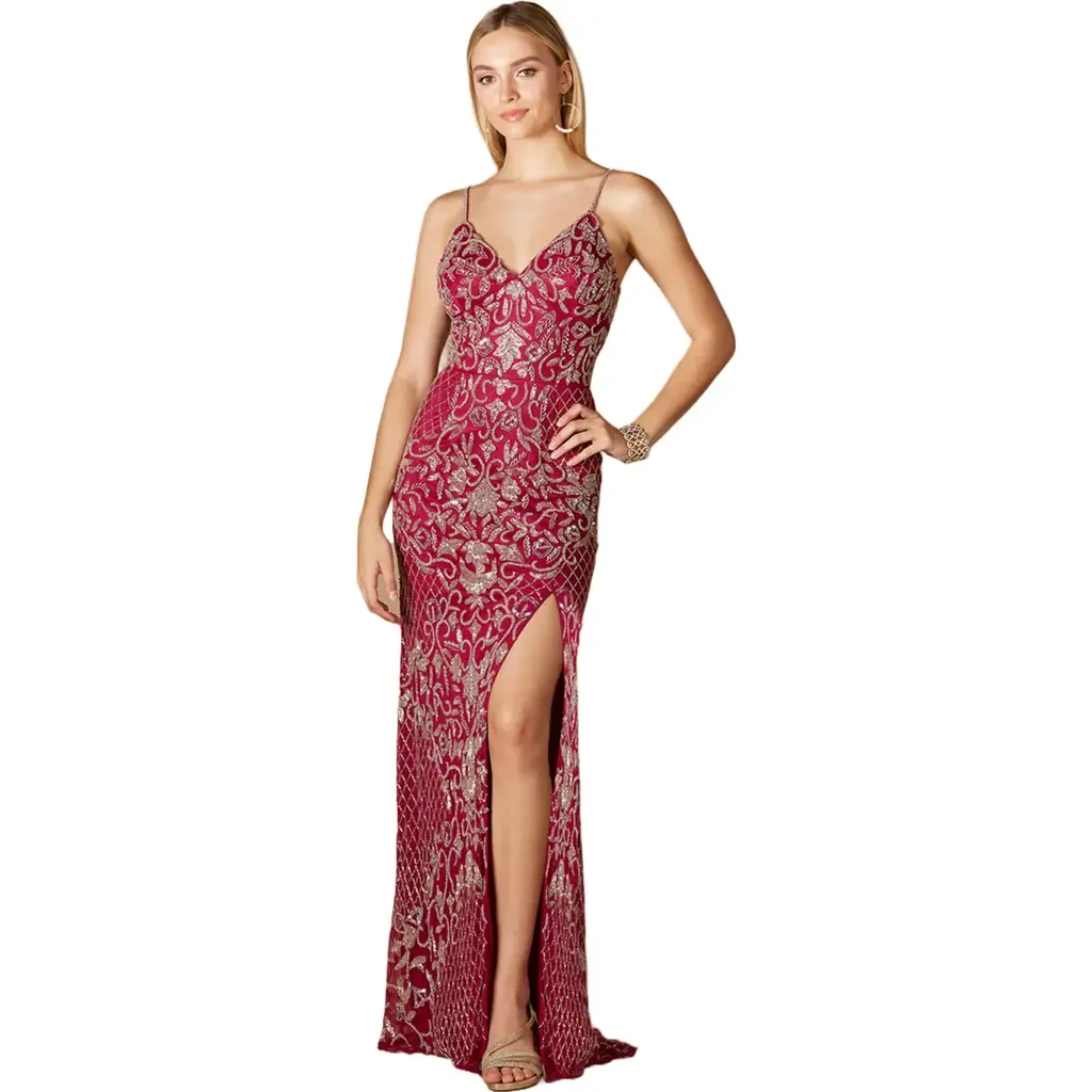 Beaded Tank Dress with Slit by LARA New York