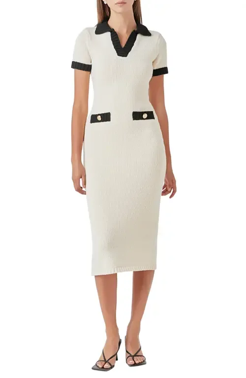 Contrast Trim Sweater Dress