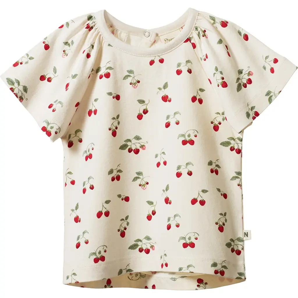 Faye Strawberry Print Tee by NATURE BABY