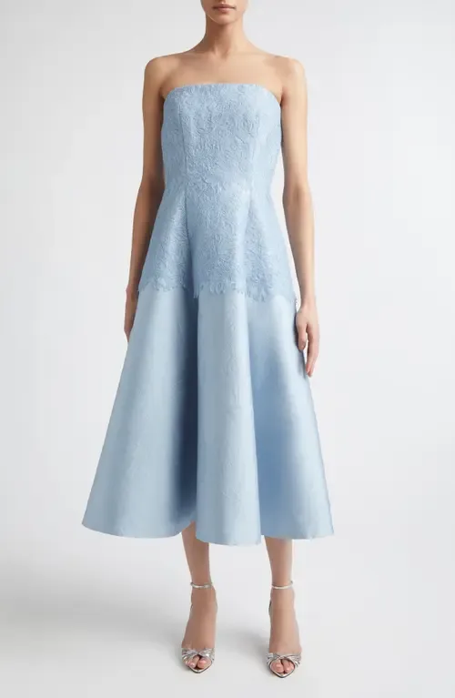Meja Strapless Lace & Jacquard Midi Dress by Emilia Wickstead