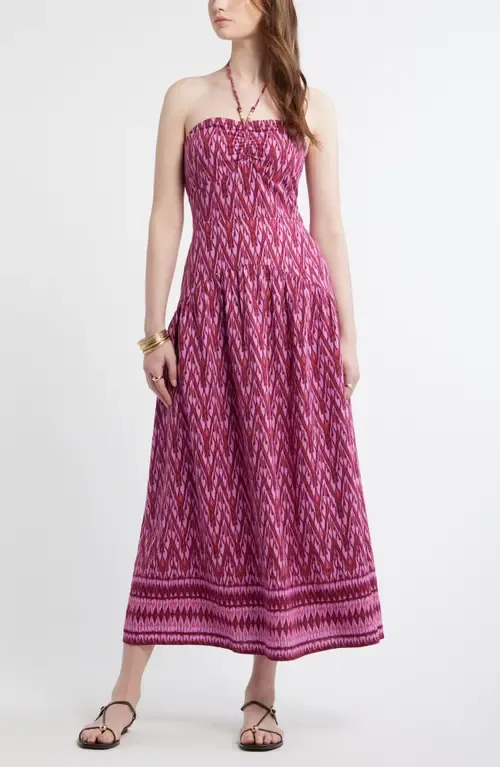 Halter Neck Drop Waist Linen Blend Maxi Dress by Treasure & Bond