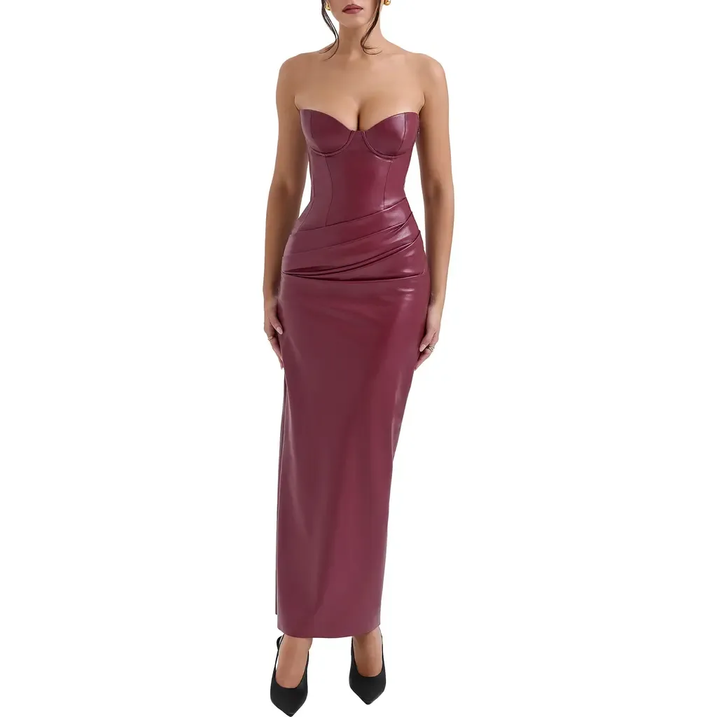 Juliana Corset Faux Leather Gown by HOUSE OF CB
