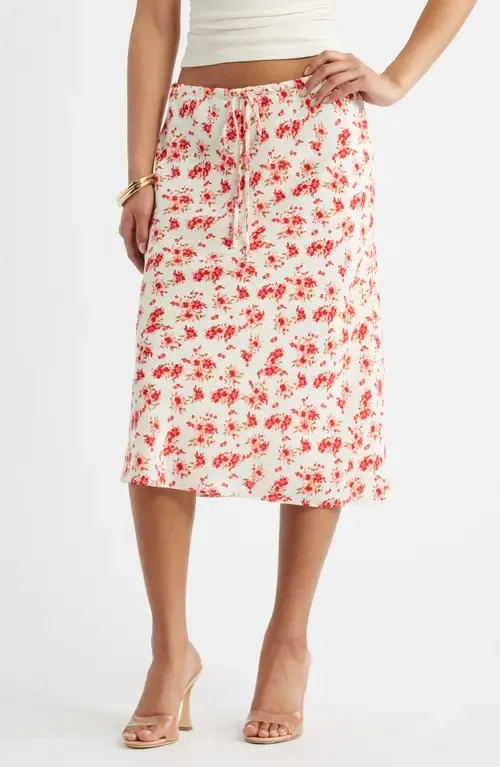 Print Midi Skirt by Open Edit