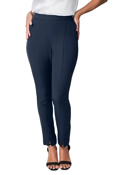 Bi Stretch Slit Front Ankle Pant by Jessica London