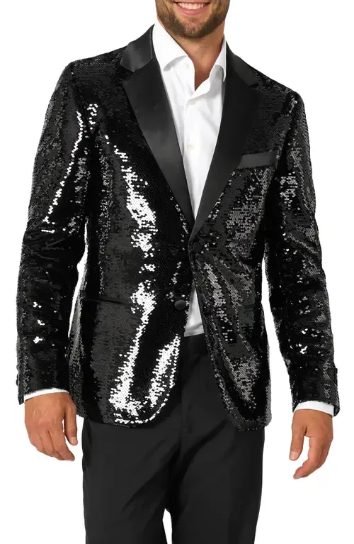 Brilliant Black Sequin Embellished Dinner Jacket by OppoSuits