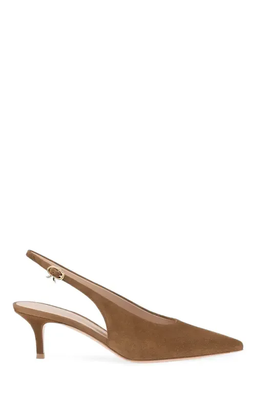 Robbie Sling 55 Pump in Brown Suede