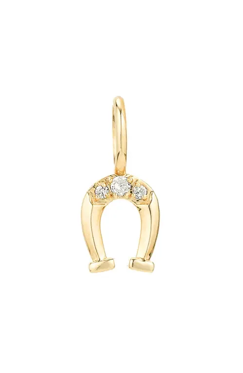 Diamond Horseshoe Mini Charm in 9K Yellow Gold by Adina Reyter