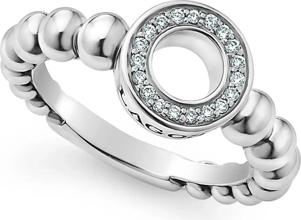 Caviar Spark Diamond Open Circle Ring by LAGOS