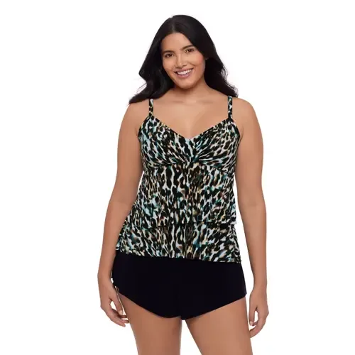 Leona V-Neckline Tankini Swimsuit Top by Trimshaper
