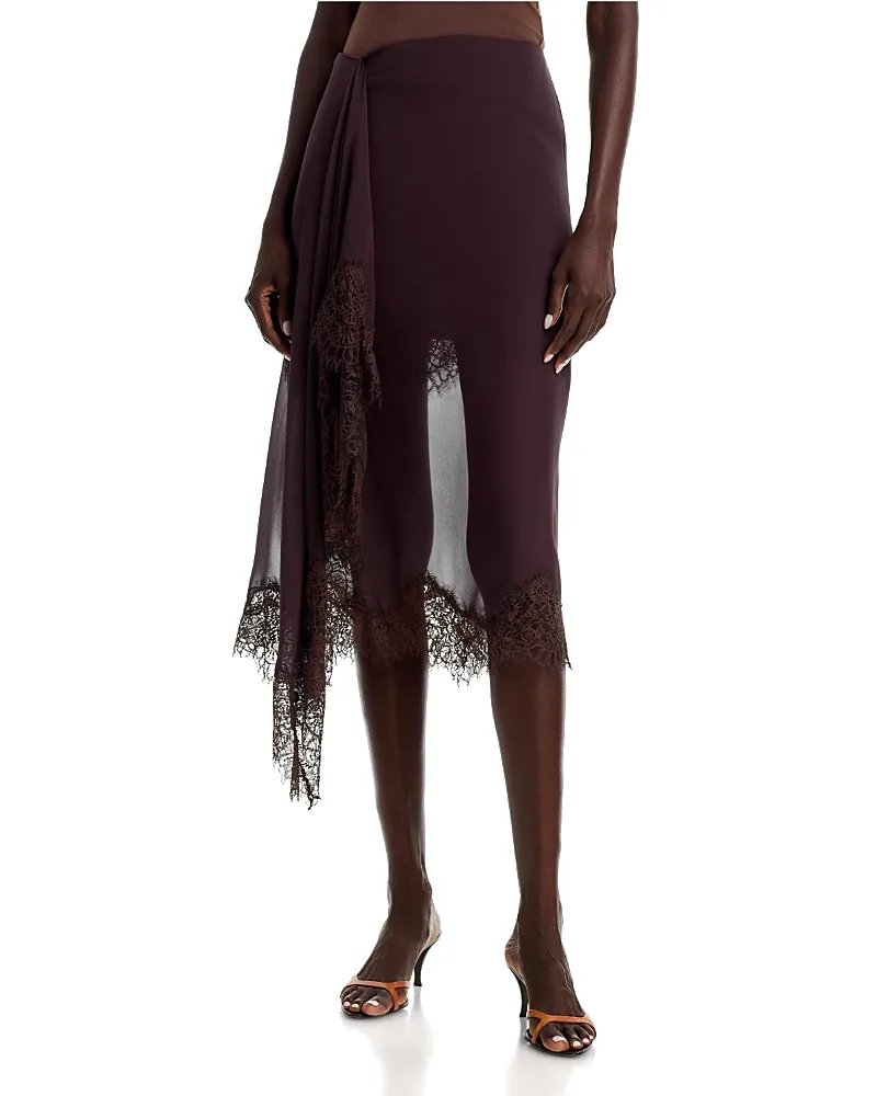 Anais Silk Lace Trim Asymmetric Skirt by A.L.C.