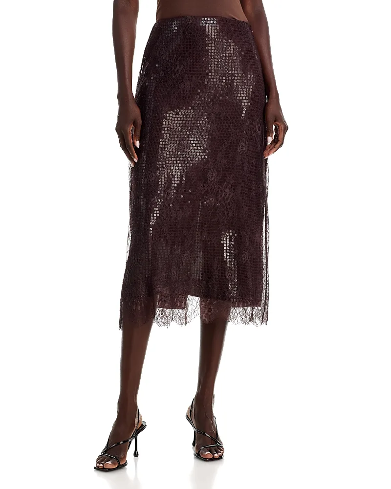 Ava Lace Trim Sequined Skirt by A.L.C.