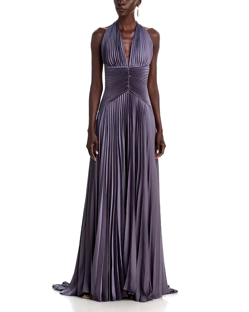 Sabine Pleated Halter Gown by A.L.C.