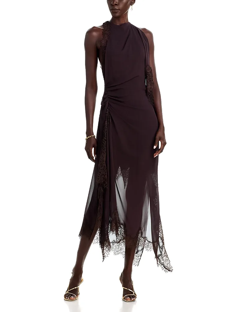 Renata Silk Lace Trim Midi Dress by A.L.C.