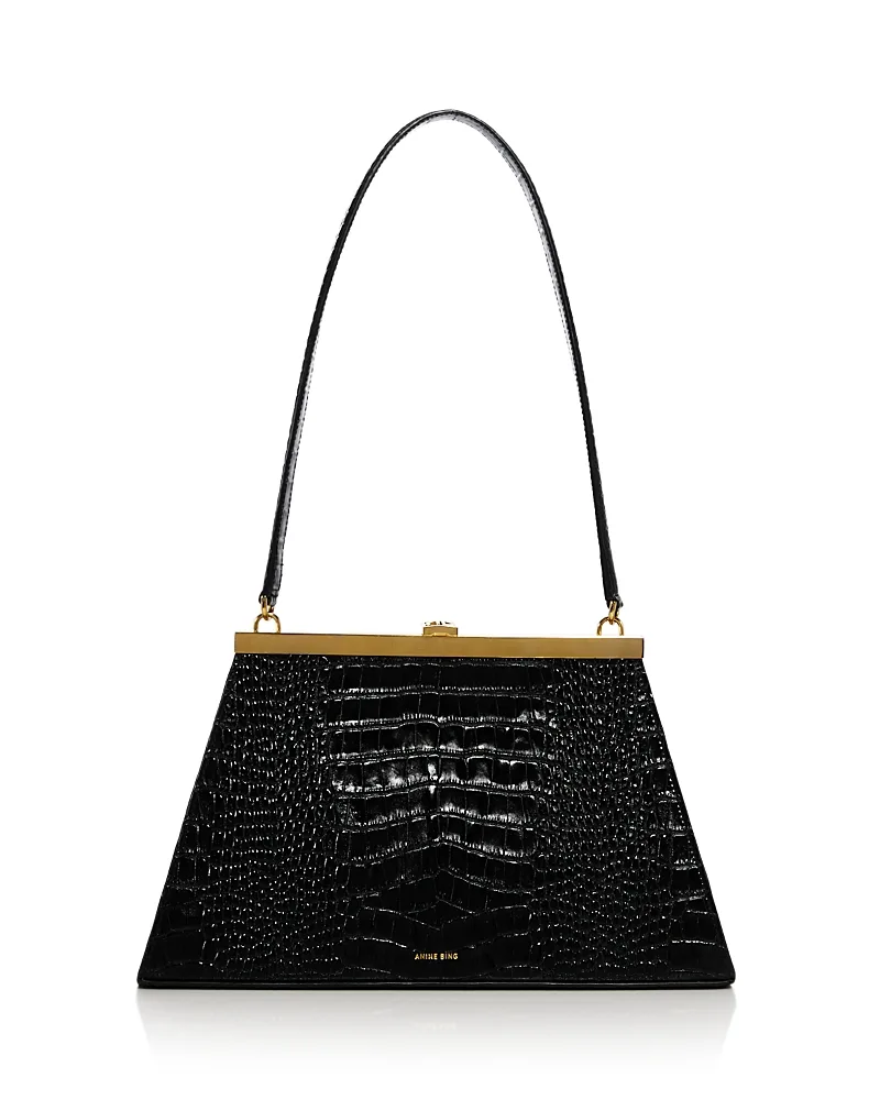 Anine Croc Embossed Leather Shoulder Bag by ANINE BING
