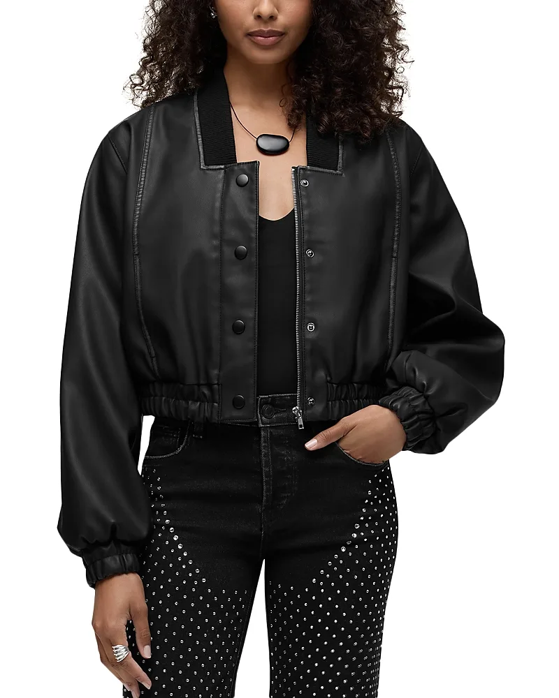 Faux Leather Bomber Jacket