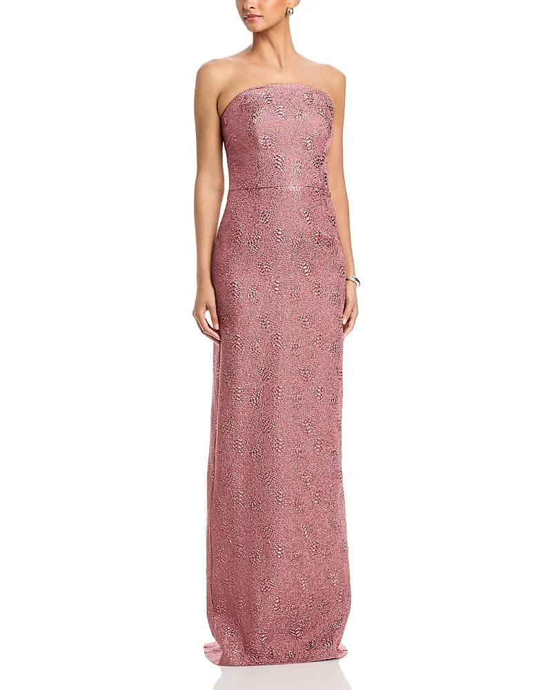 Metallic Jacquard Strapless Gown by Teri Jon