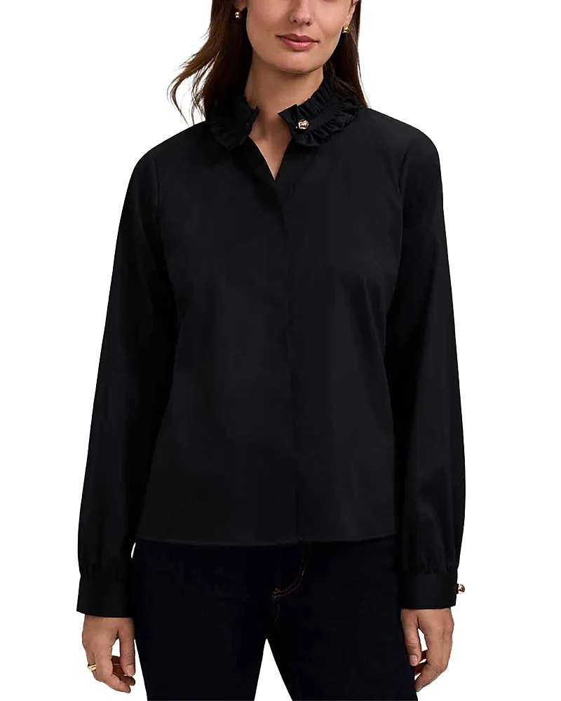 Colette Ruffle Trim Sateen Blouse by Foxcroft