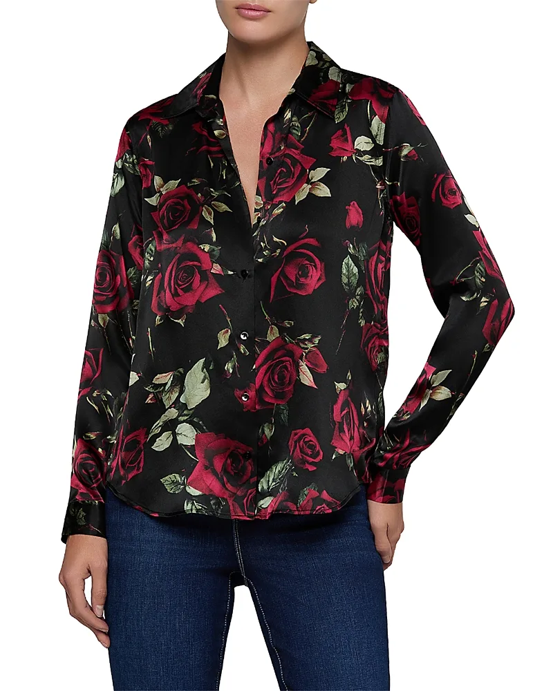 Tyler Silk Printed Long Sleeve Blouse by L'AGENCE