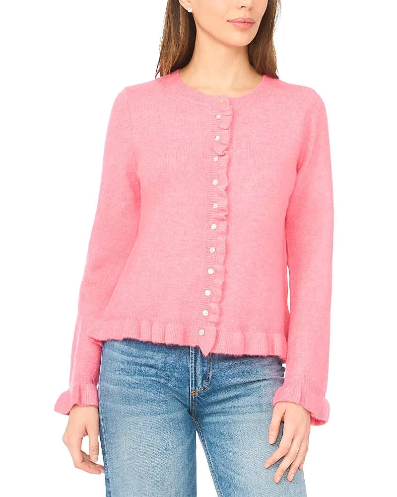 Ruffle Edge Long Sleeve Cardigan Sweater