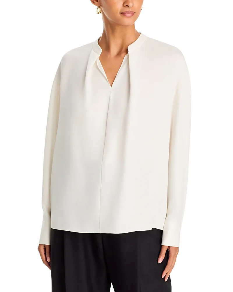 Silk Soft Pleat Neck Top by Theory