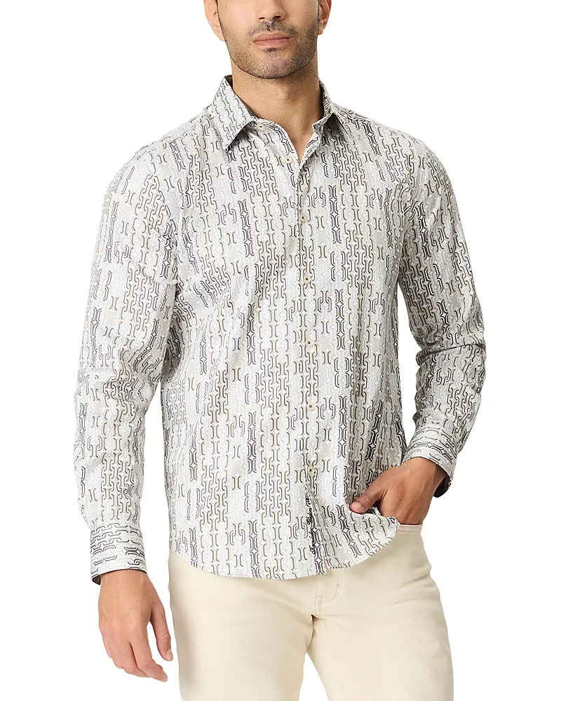Missing Links Long Sleeve Cotton Stretch Shirt by Robert Graham
