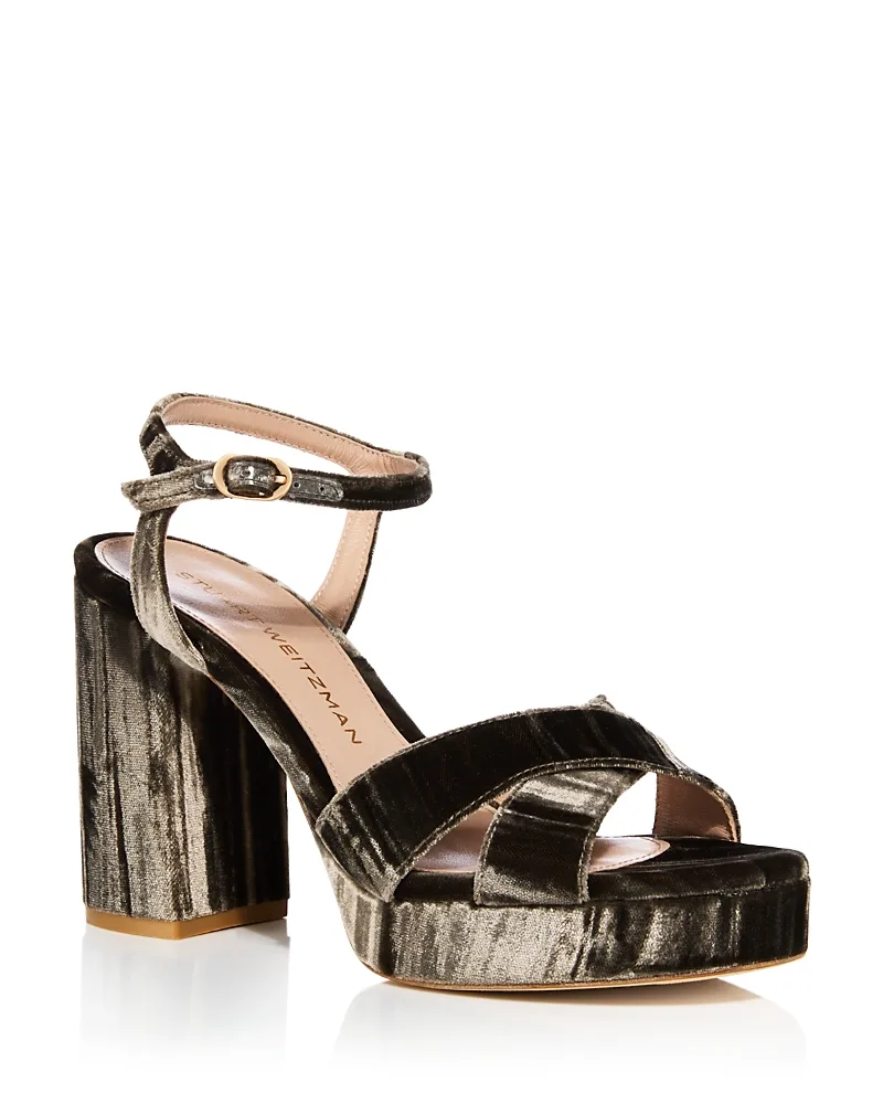 Dayna Velvet Platform Sandals by Stuart Weitzman