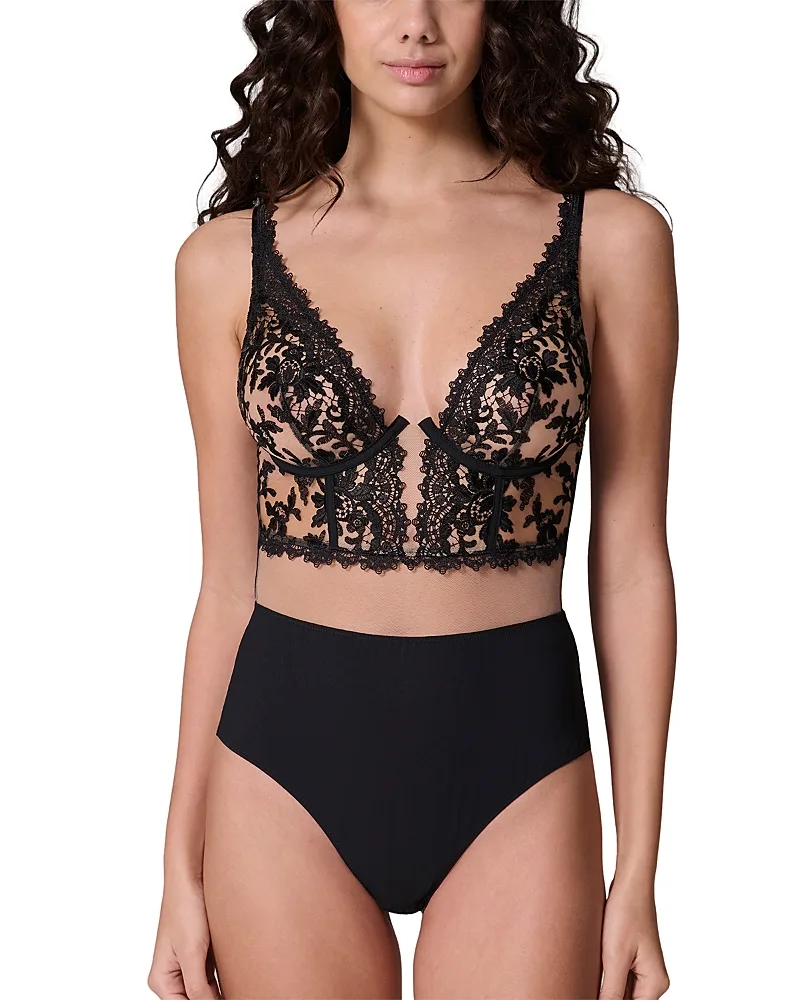 Fantasme Embroidered Lace Bodysuit by Simone Perele