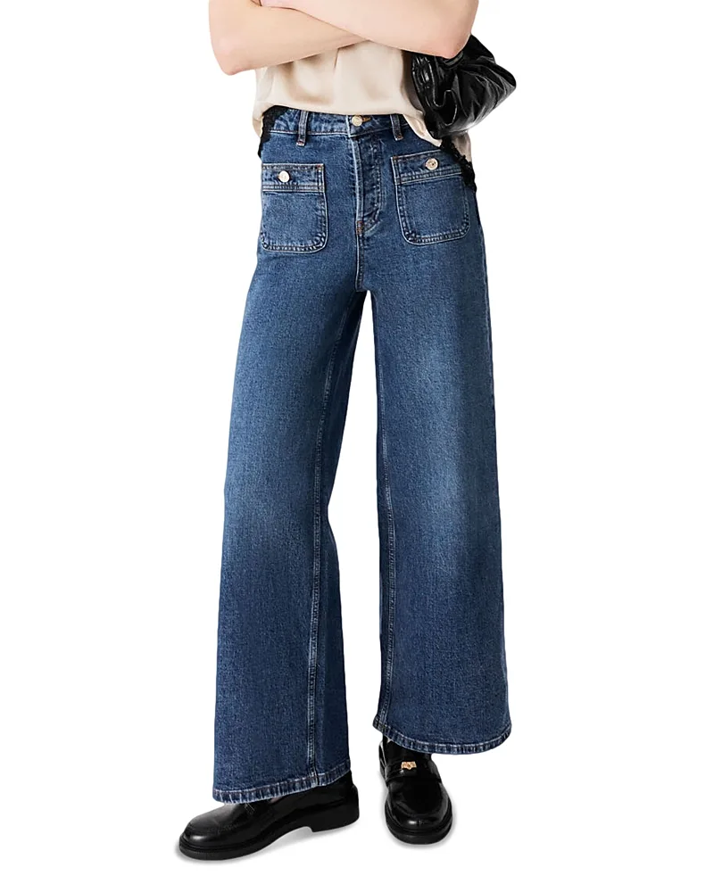 Prairo High Rise Wide Leg Jeans by Maje