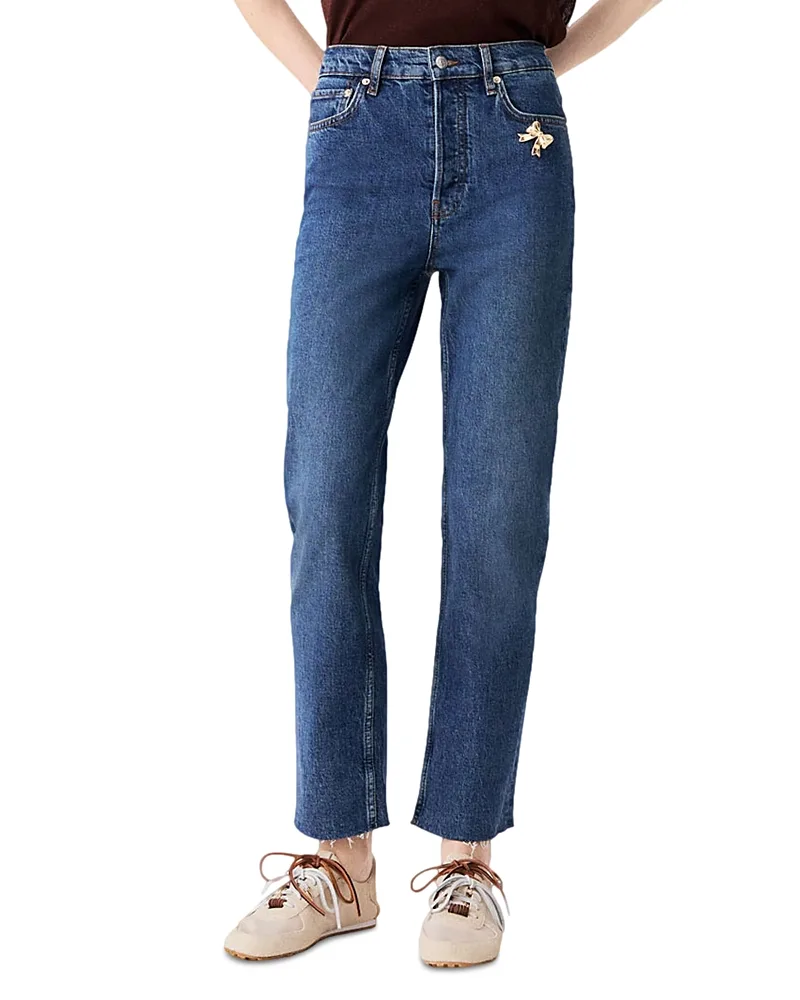 Paul High Rise Straight Ankle Jeans by Maje
