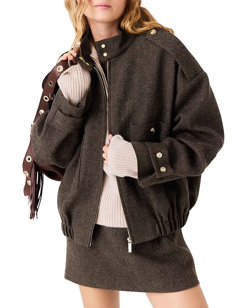Herringbone Oversized Jacket by Maje