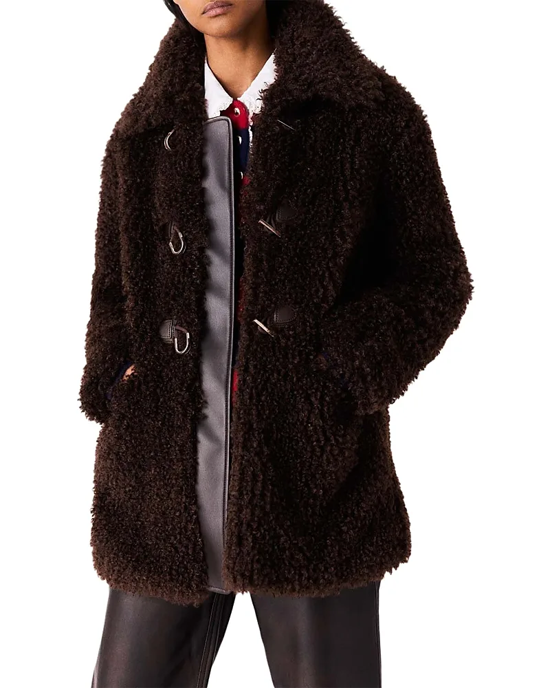 Faux Fur Mid Length Coat by Maje