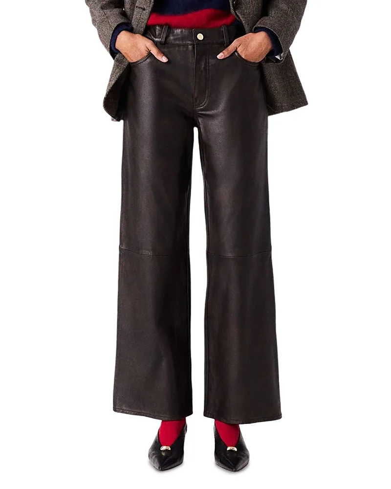 Leather Straight Leg Pants by Maje