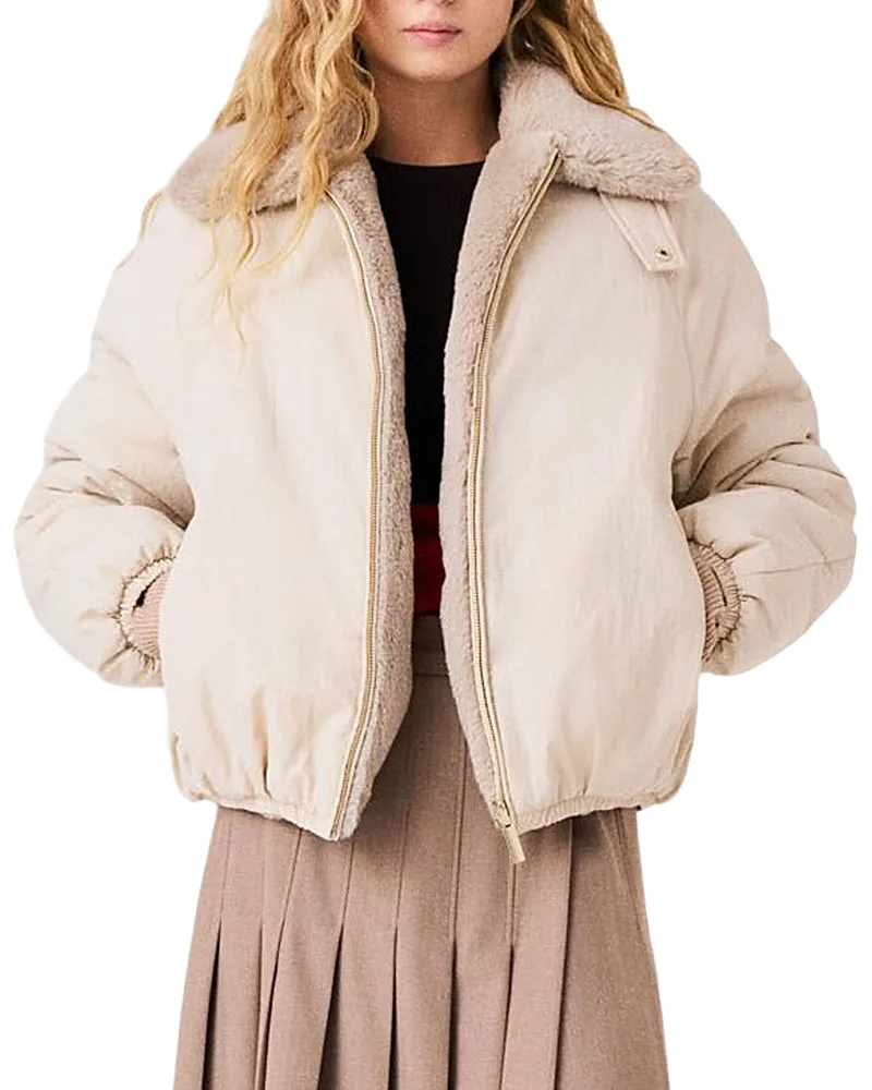 Reversible Faux Fur Puffer Jacket by Maje