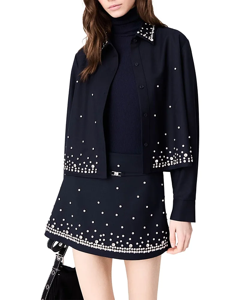 Rhinestone Layered Skort by Maje