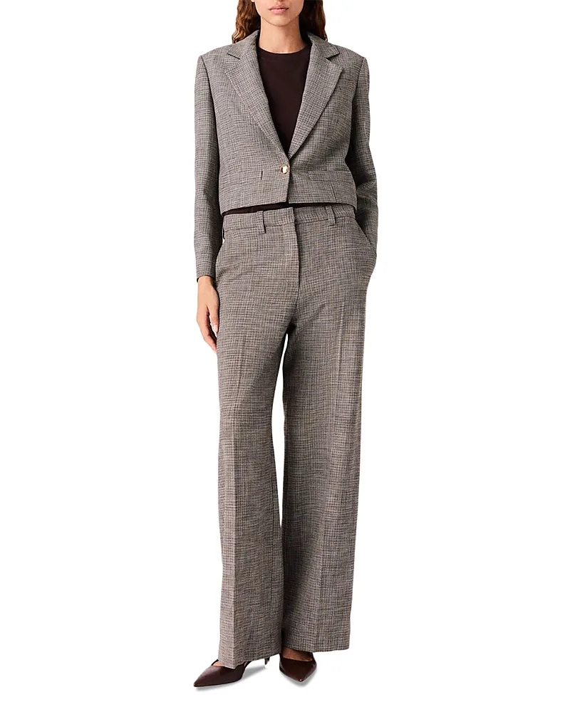 Check Print Wide Leg Pants by Maje