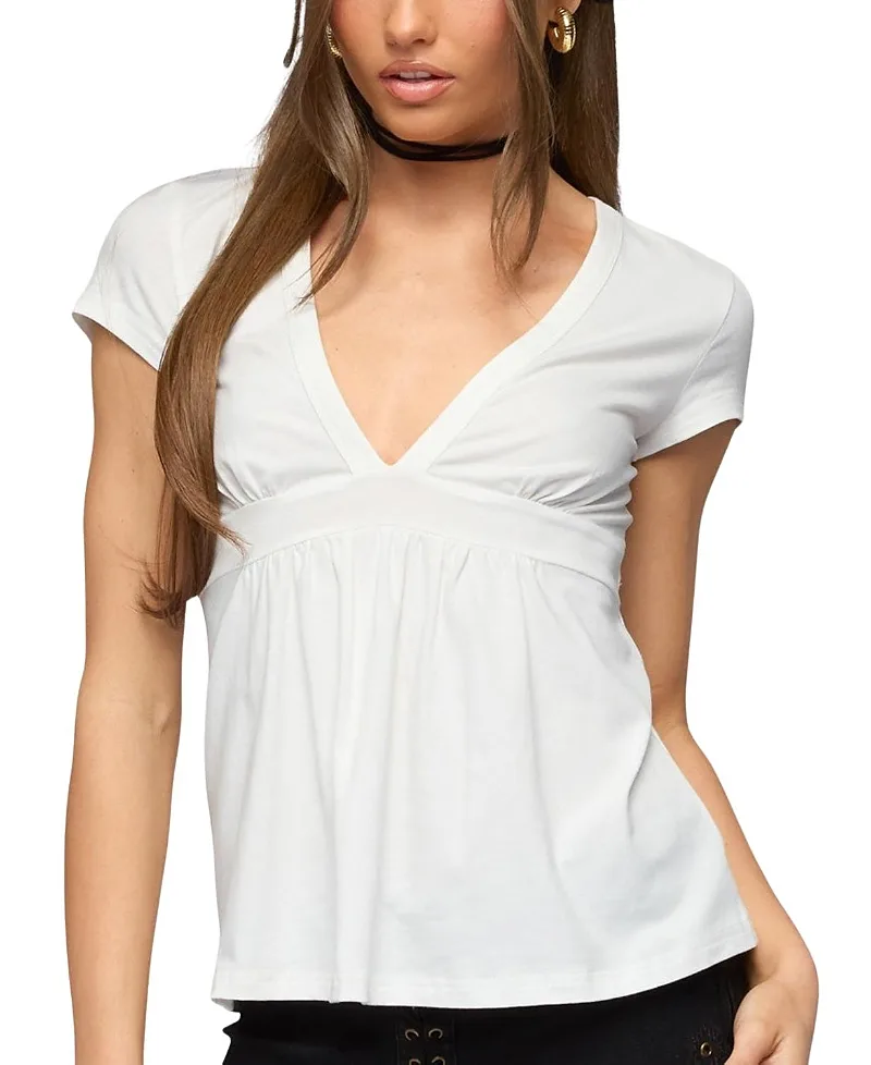 Ilana V Neck Babydoll Top by Edikted