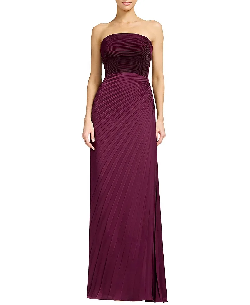 Kinley Strapless Pleated Satin Gown by Dress the Population