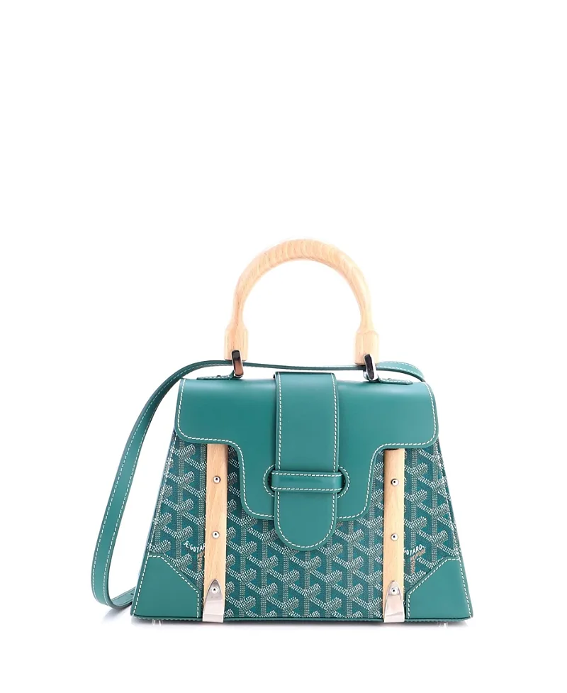 Pre-Owned Goyard Pm Saigon Top Handle Bag Coated Canvas with Leather