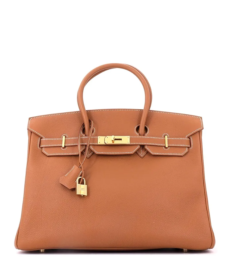 Pre-Owned Hermes Birkin 35 Togo Leather Gold Tone Hardware Satchel by Hermes