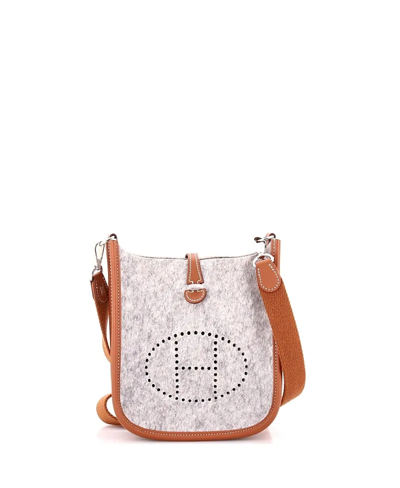 Pre-Owned Hermes Evelyne Iii Mini Felt Crossbody Bag by Hermes