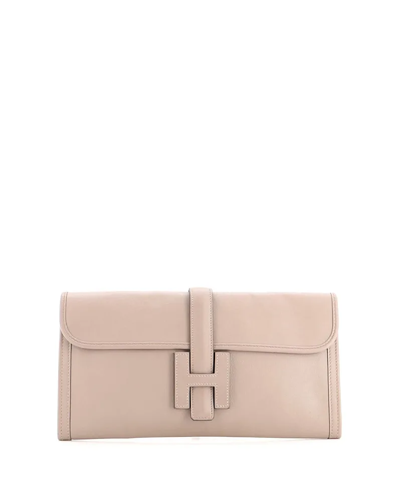 Pre-Owned Hermes Jige Elan Swift Leather Clutch by Hermes