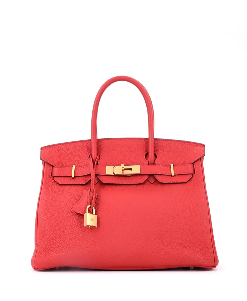 Pre-Owned Hermes Birkin 30 Togo Leather Satchel with Gold Hardware