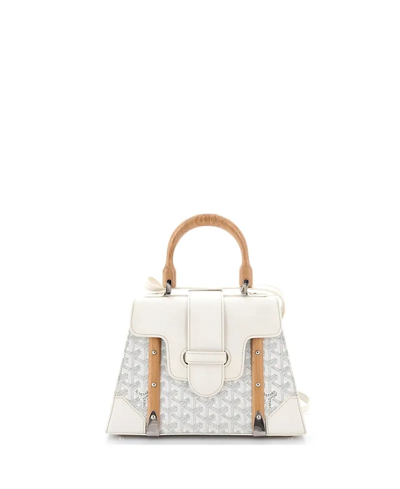 Pre-Owned Goyard Pm Saigon Top Handle Bag Coated Canvas with Leather by Pre-owned Goyard