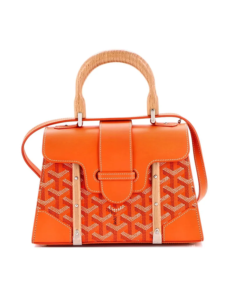 Pre-Owned Goyard Mini Structured Saigon Top Handle Bag Coated Canvas with Leather by Pre-owned Goyard