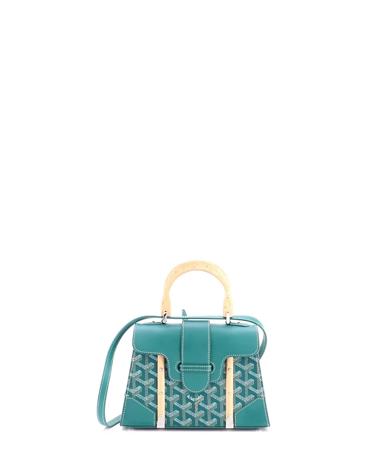 Pre-Owned Goyard Mini Structured Saigon Top Handle Bag Coated Canvas with Leather